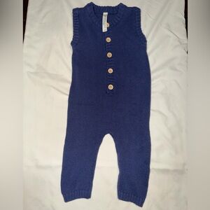 Cozy Blue Sleeveless Knit Jumpsuit for Kids